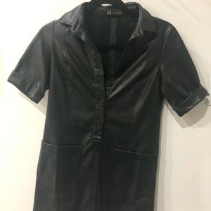 Black vegan leather mini dress
